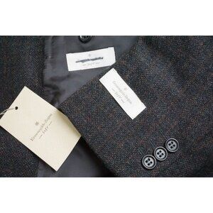 Ermenegildo Zegna Gray Rust Plaid Woven Tweedy Sport Coat Jacket Sz 48L NEW